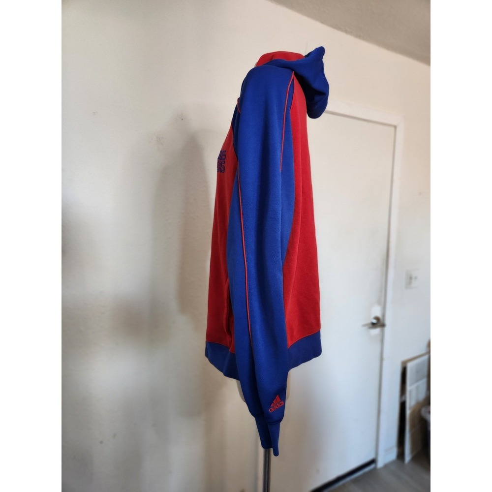 Adidas LA Clippers Courtside Full Zip Hoodie Red Royal Blue NBA Fleece Mens L - Picture 3 of 10